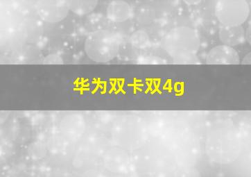 华为双卡双4g