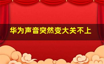 华为声音突然变大关不上