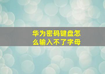 华为密码键盘怎么输入不了字母