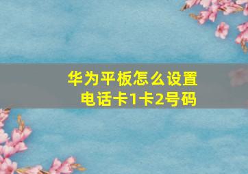 华为平板怎么设置电话卡1卡2号码