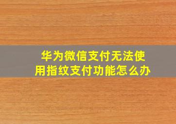 华为微信支付无法使用指纹支付功能怎么办