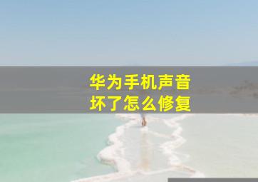 华为手机声音坏了怎么修复