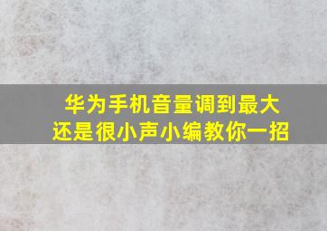 华为手机音量调到最大还是很小声小编教你一招