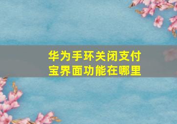 华为手环关闭支付宝界面功能在哪里