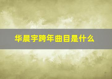 华晨宇跨年曲目是什么