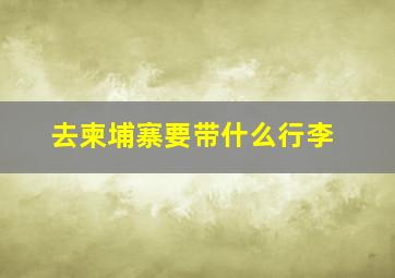 去柬埔寨要带什么行李