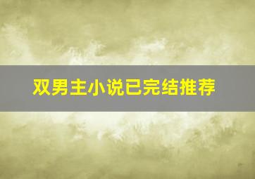 双男主小说已完结推荐