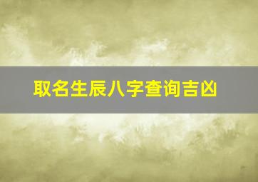 取名生辰八字查询吉凶