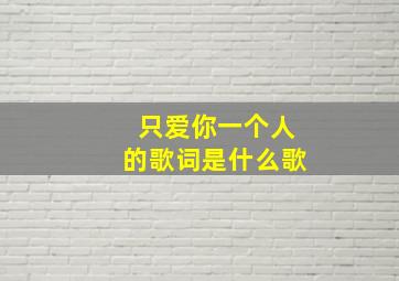 只爱你一个人的歌词是什么歌