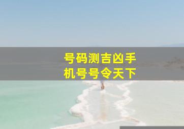 号码测吉凶手机号号令天下