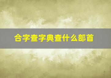 合字查字典查什么部首