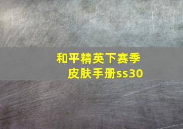 和平精英下赛季皮肤手册ss30