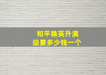 和平精英升满级要多少钱一个