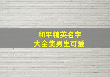 和平精英名字大全集男生可爱