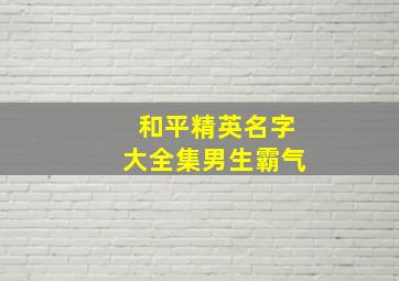 和平精英名字大全集男生霸气