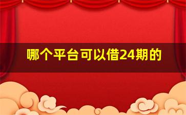 哪个平台可以借24期的