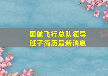 国航飞行总队领导班子简历最新消息