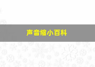 声音缩小百科