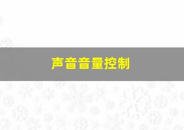 声音音量控制