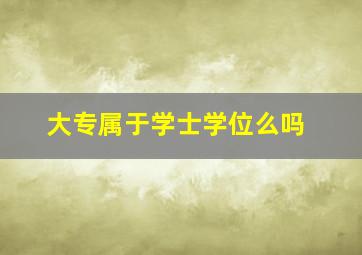 大专属于学士学位么吗