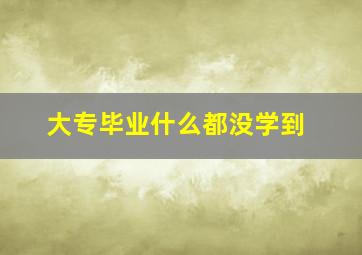 大专毕业什么都没学到