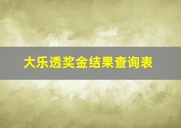 大乐透奖金结果查询表