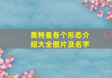 奥特曼各个形态介绍大全图片及名字