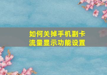 如何关掉手机副卡流量显示功能设置