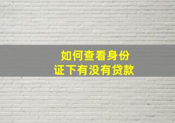 如何查看身份证下有没有贷款