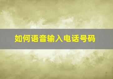 如何语音输入电话号码