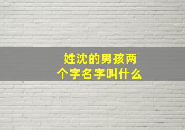 姓沈的男孩两个字名字叫什么