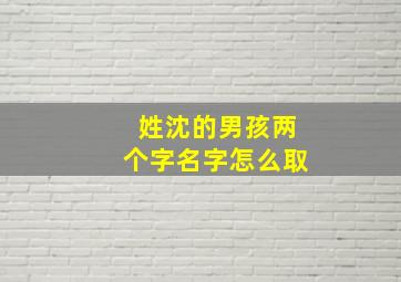 姓沈的男孩两个字名字怎么取