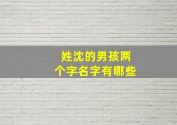 姓沈的男孩两个字名字有哪些