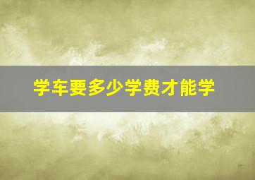 学车要多少学费才能学