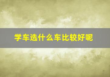 学车选什么车比较好呢