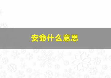 安命什么意思