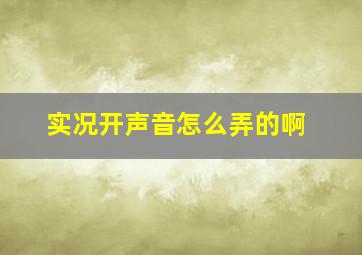 实况开声音怎么弄的啊