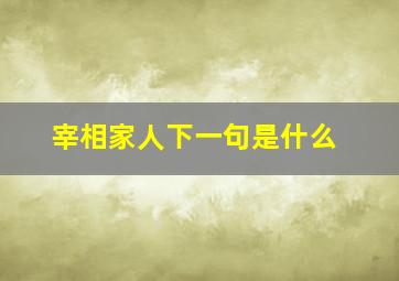 宰相家人下一句是什么