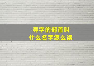 寻字的部首叫什么名字怎么读