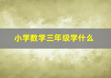 小学数学三年级学什么