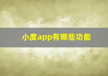 小度app有哪些功能