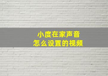 小度在家声音怎么设置的视频