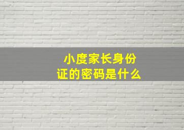 小度家长身份证的密码是什么