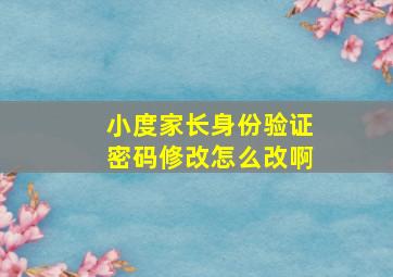 小度家长身份验证密码修改怎么改啊