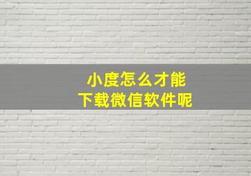 小度怎么才能下载微信软件呢