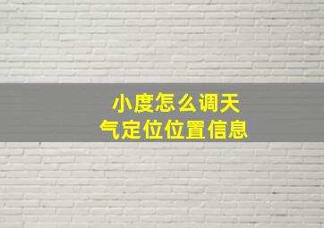 小度怎么调天气定位位置信息