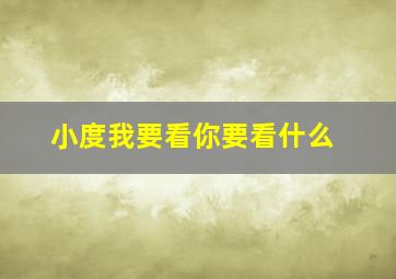 小度我要看你要看什么