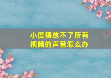 小度播放不了所有视频的声音怎么办