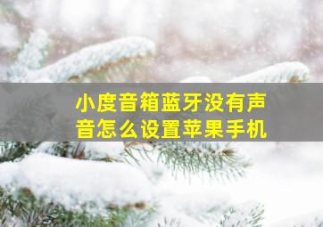 小度音箱蓝牙没有声音怎么设置苹果手机