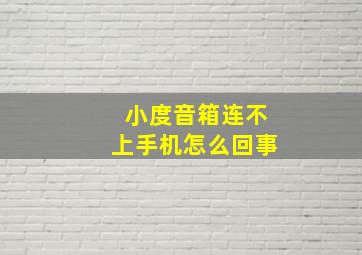 小度音箱连不上手机怎么回事